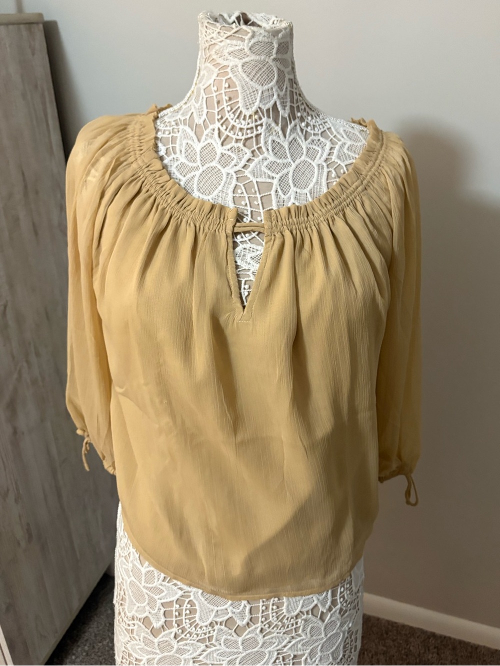 LOFT Mustard Yellow Peasant Blouse